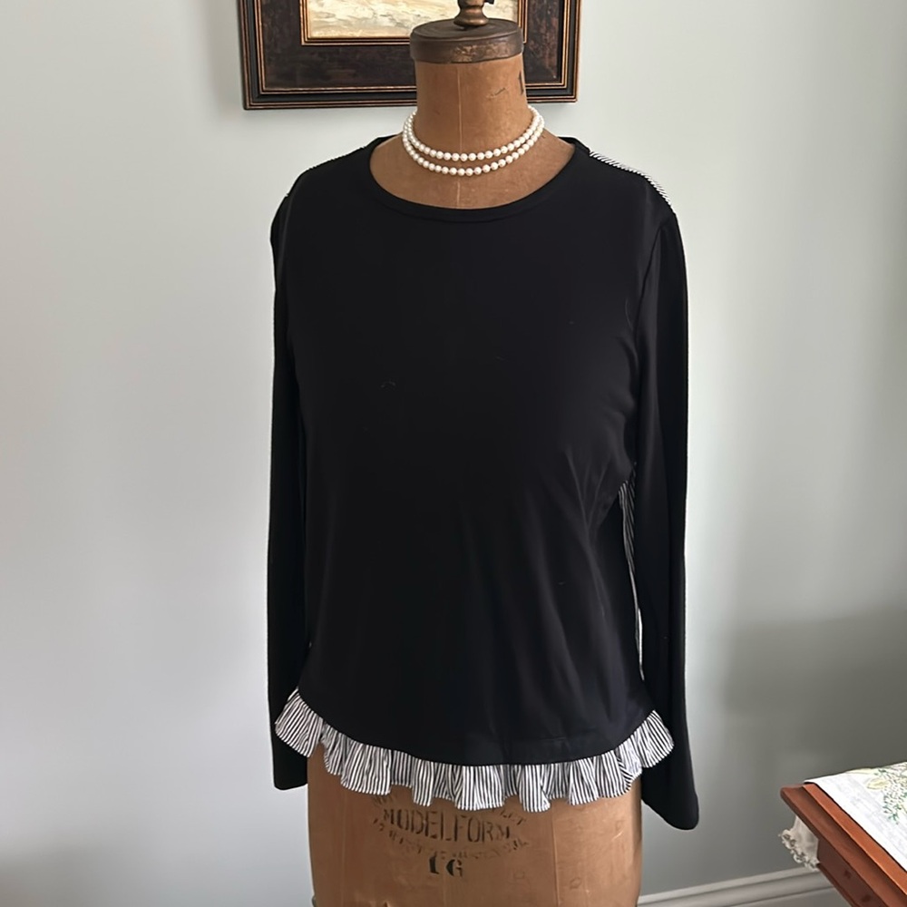 Black with black and white the stripe top by Kate spade